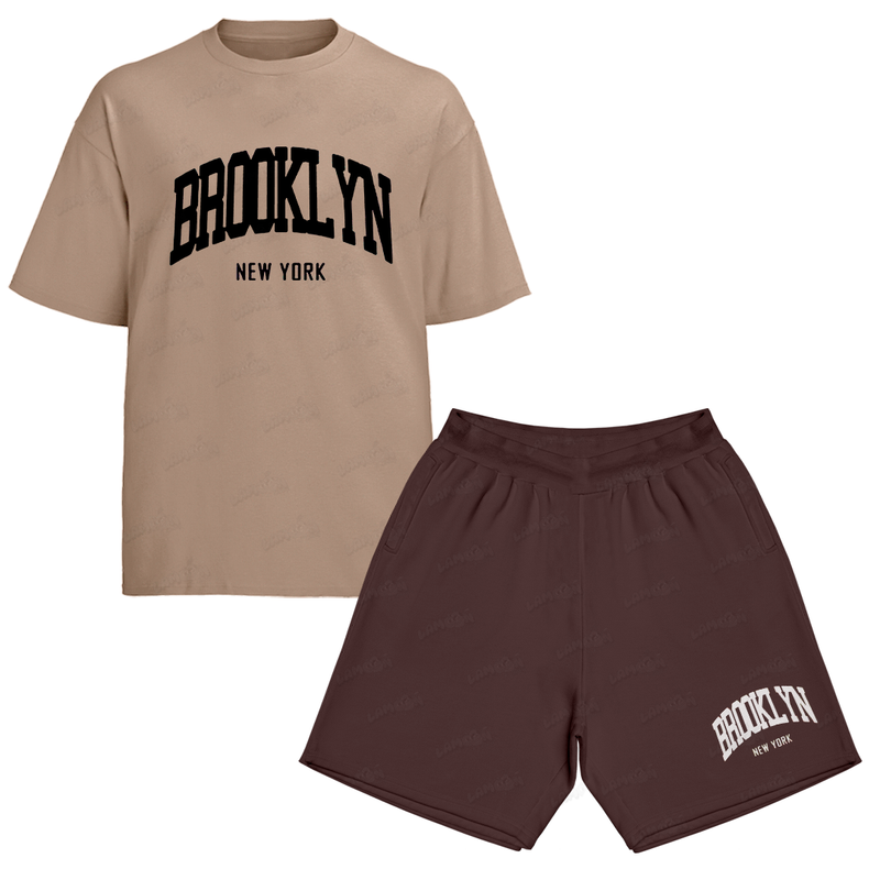 Kit Camiseta e Bermuda Moletom Brooklyn New York