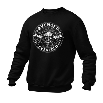 Moletom Gola Redonda Avenged Seven Fold Caveira Logo Dourado