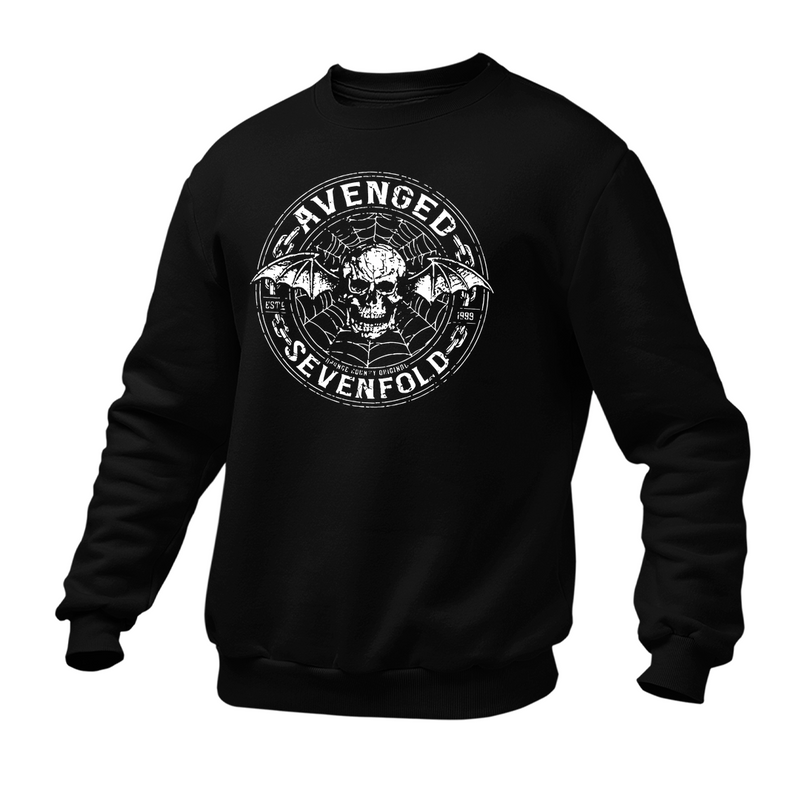 Moletom Gola Redonda Avenged Seven Fold Caveira Logo Dourado