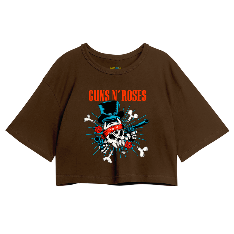 Cropped Oversized Roses Banda Caveira Gun