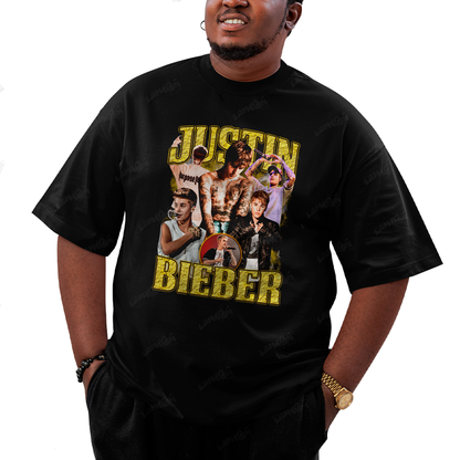 Camiseta Plus Size Algodão Justin Bieber Yellow