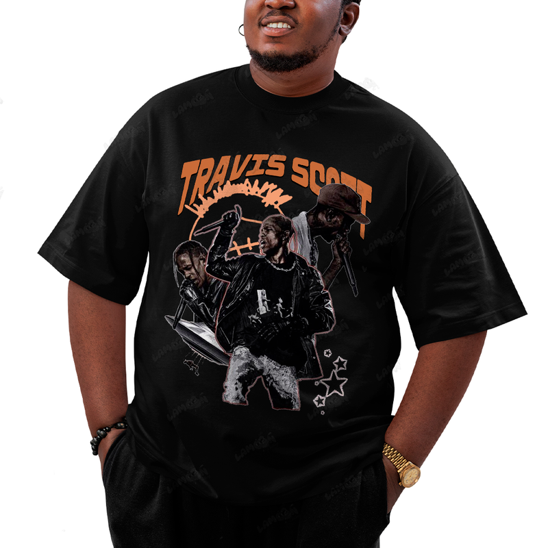 Camiseta Plus Size Algodão Travis Scott Laranja