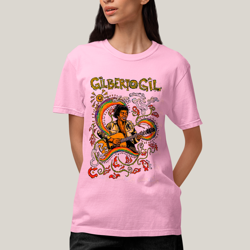 Camiseta Algodão Unissex T shirt - Gilberto GIl arco irris colorido