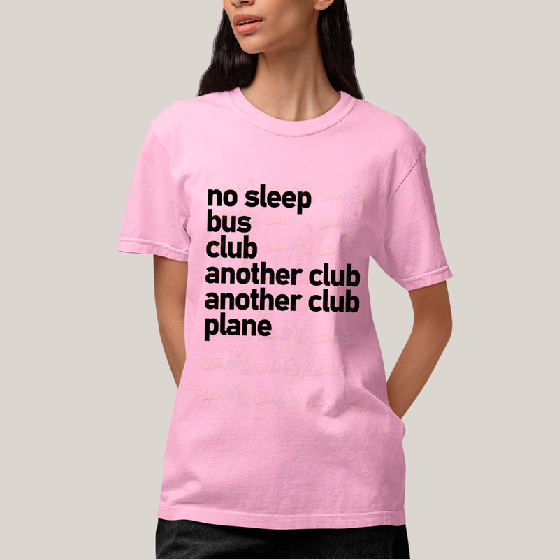 Camiseta Algodão Unissex T shirt - Lady Gaga No Sleep Bus another club plane