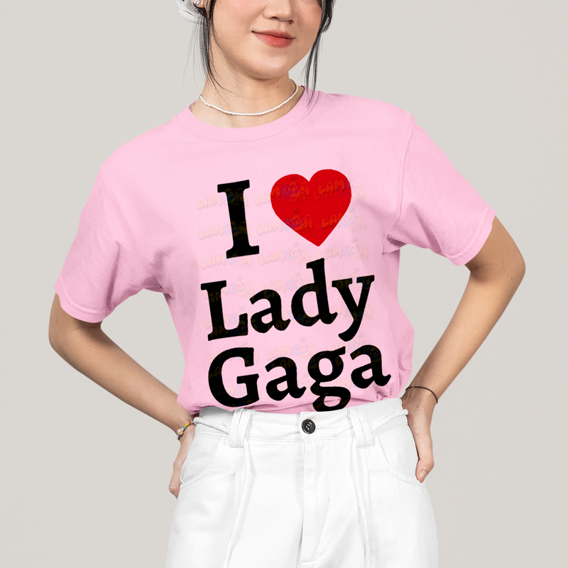 Camiseta Algodão Unissex Tshirt I Love Lady Gaga