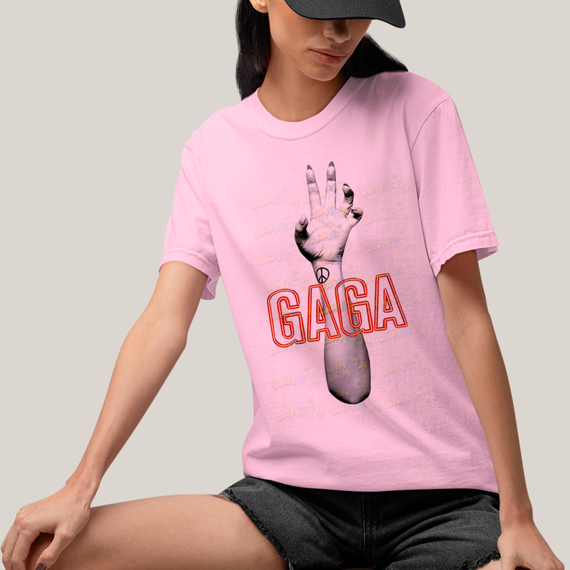Camiseta Algodão Unissex T shirt-  lady Gaga mao hand