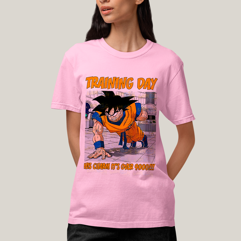 Camiseta Algodão Unissex T shirt - Goku Training Day his charm its over dragon ball