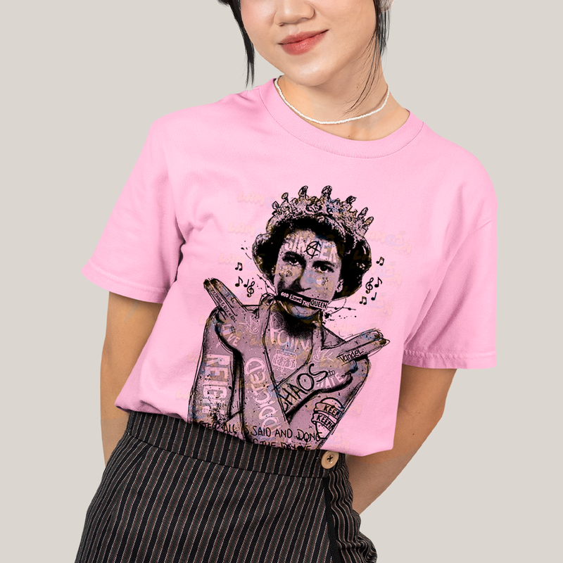 Camiseta Algodão Unissex T shirt - Sex Pistols God Save The Queen preto e branco