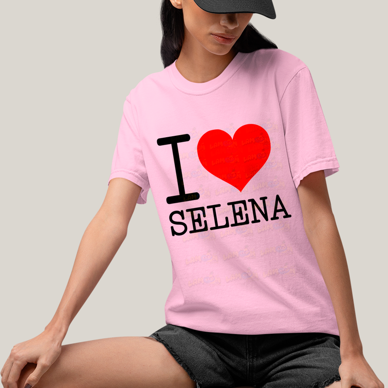 Camiseta Algodão Unissex T shirt - I Love Selena coração