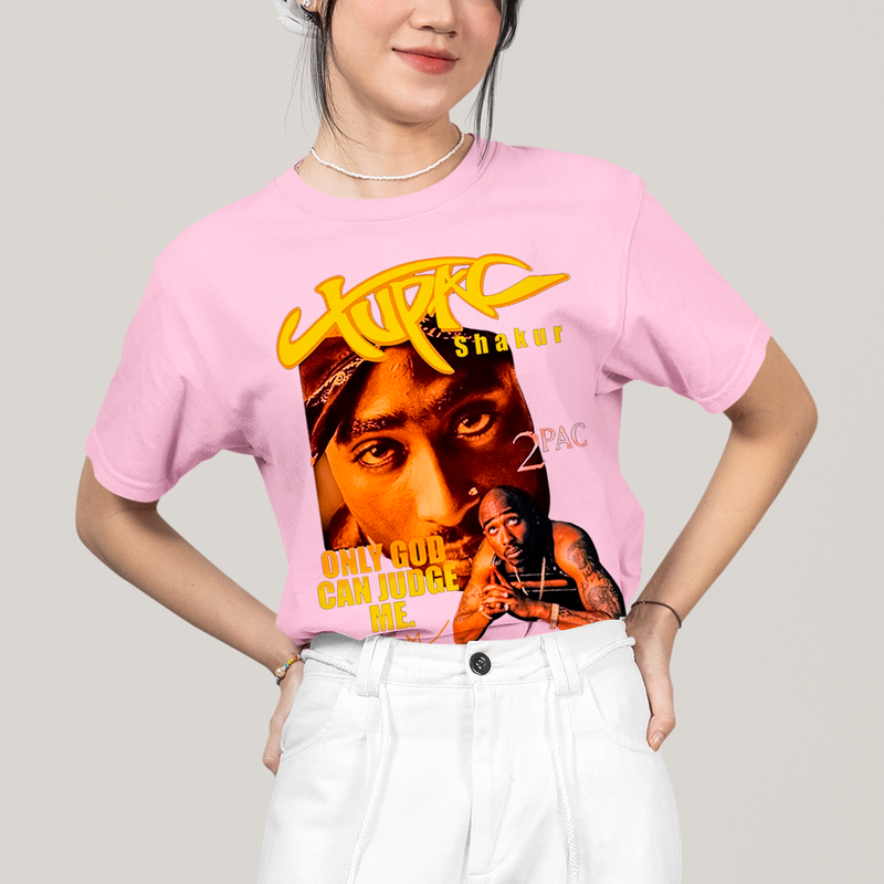 Camiseta Algodão Unissex T shirt Graphic Tee Tupac 2pac Shakur Amarelo