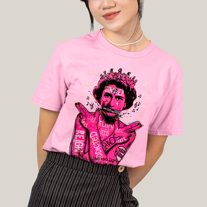 Camiseta Algodão Unissex T shirt - Sex Pistols God Save The Queen rosa pink