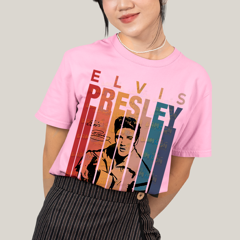 Camiseta Algodão Unissex T shirt Elvis Presley colorido