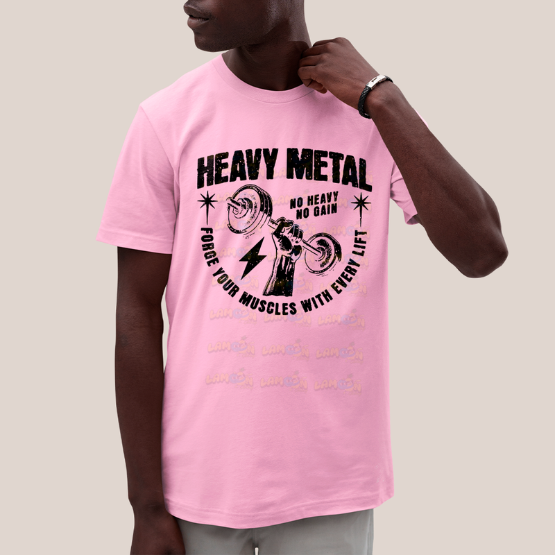 Camiseta Algodão Unissex T shirt Academia Heavy Metal No Heavy No Gain