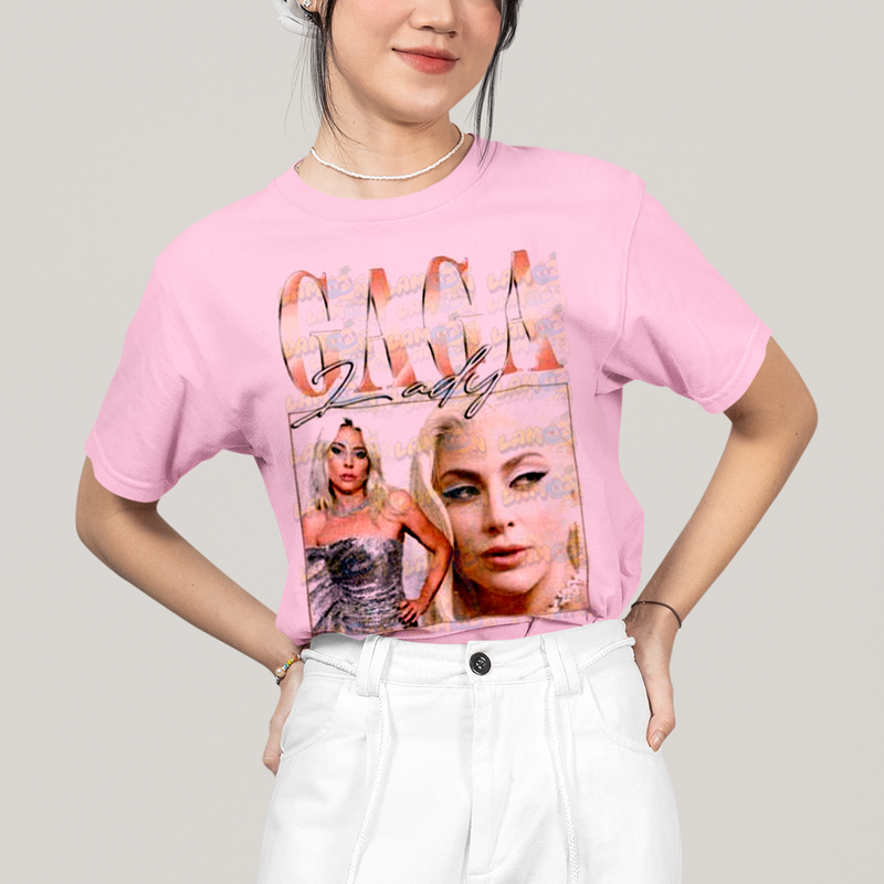 Camiseta Algodão Unissex Tshirt Vintage Lady Gaga Dourado