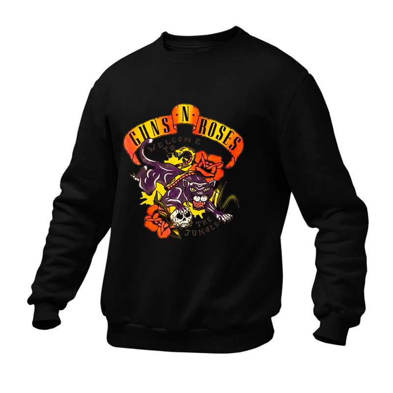 Moletom Gola Redonda Roses Banda Welcome To The Jungle