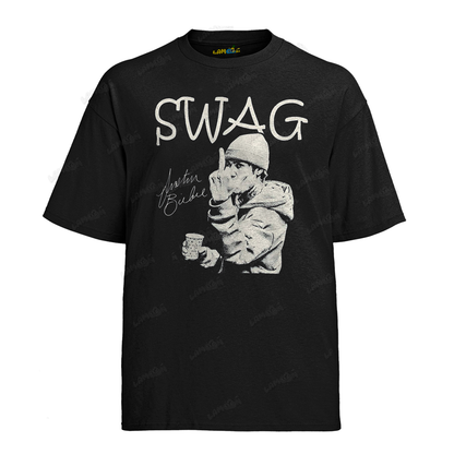 Camiseta Algodão Justin Bieber Swag Dedo do Meio
