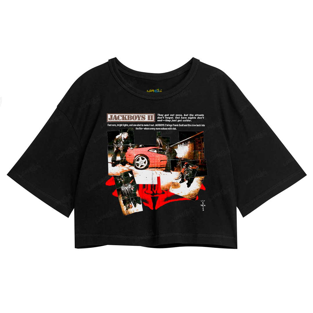 Cropped Oversized Algodão T shirt Travis Scott Jack Boys II