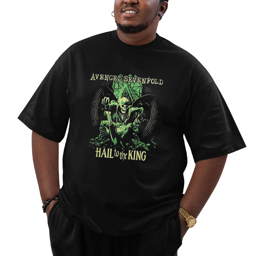 Camiseta Plus Size Avenged Seven Fold Caveira Hail the King