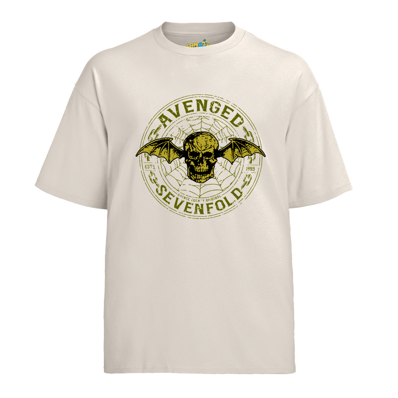 Camiseta Algodão Avenged Seven Fold Caveira Logo Dourado