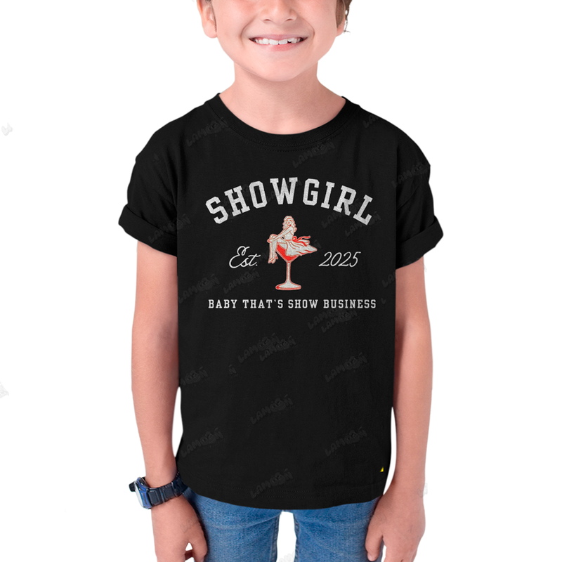 Camiseta Infantil Algodão Taylor Swift Showgirl Est 2025