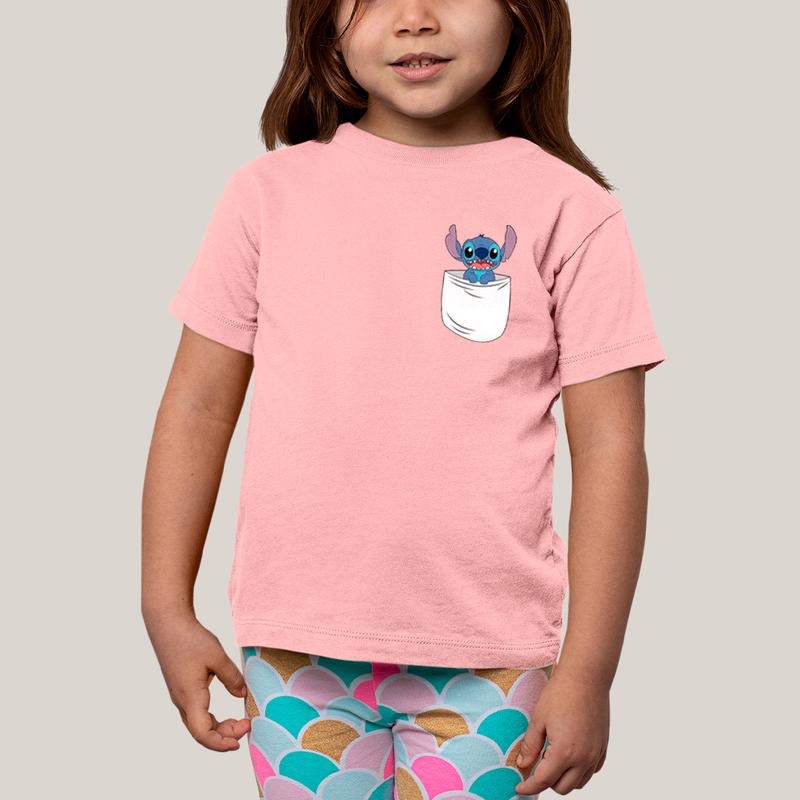 Camiseta Infantil Algodão Unissex T shirt Lilo & Stitch Orelha Caida FC