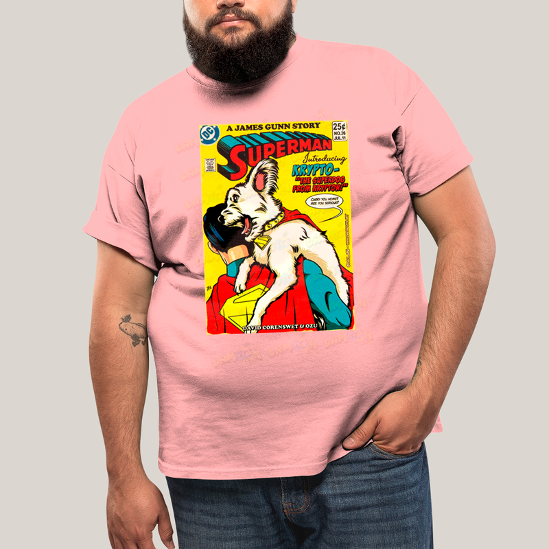 Camiseta Plus Size Algodão Unissex T shirt Superman & Krypto Supercão HQ