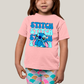 Camiseta Infantil Algodão Unissex T shirt Lilo & Stitch Orelha Caida