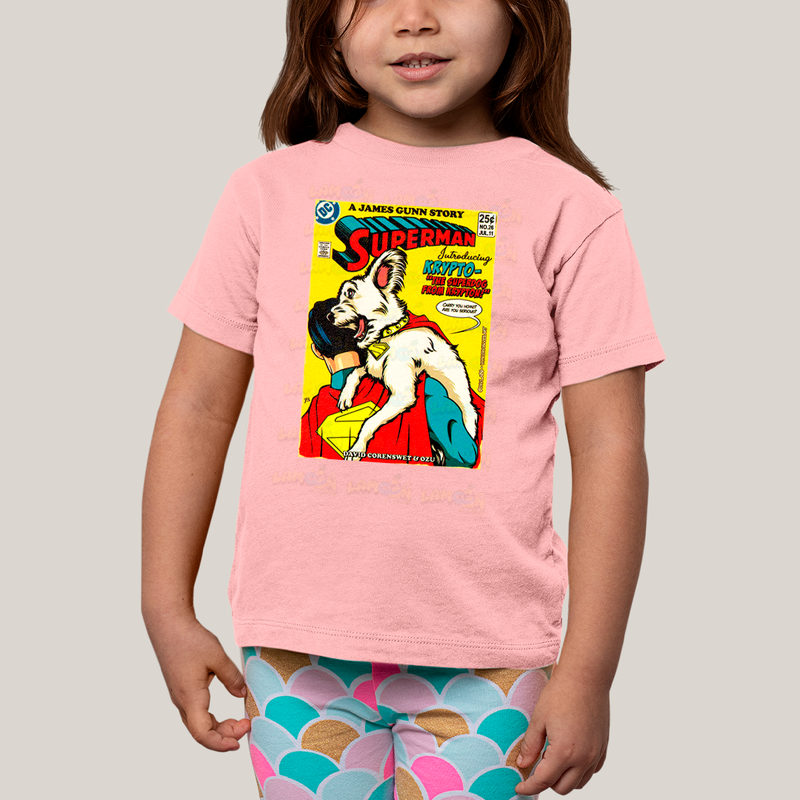 Camiseta Infantil Algodão Unissex T shirt Superman & Krypto Supercão HQ