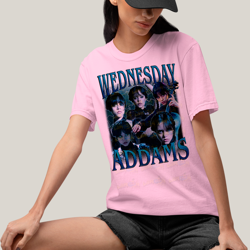 Camiseta Algodão Unissex T shirt Graphic Tee Wednesday Addams Wandinha Gótica