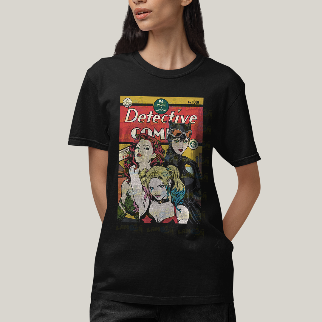 Camiseta Algodão Unissex T shirt Sereias de Gotham Mulher Gato Alerquina e Hera Venenosa DC Batman