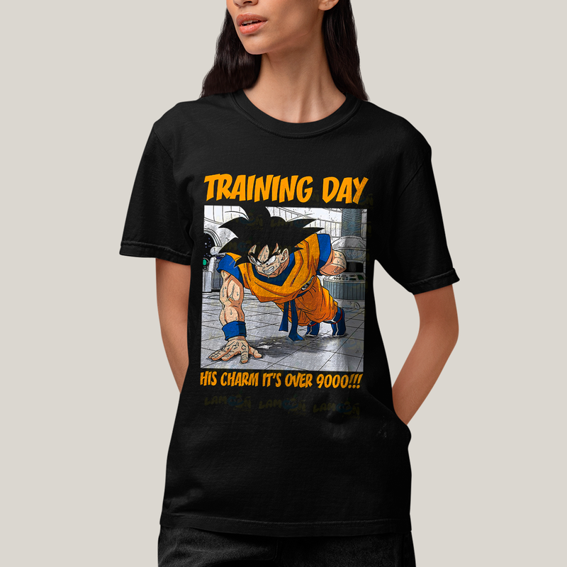 Camiseta Algodão Unissex T shirt - Goku Training Day his charm its over dragon ball