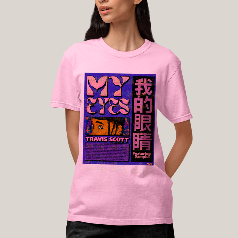 Camiseta Algodão Unissex T shirt GraphicTee Travis Scott My Eyes cantor trap rap