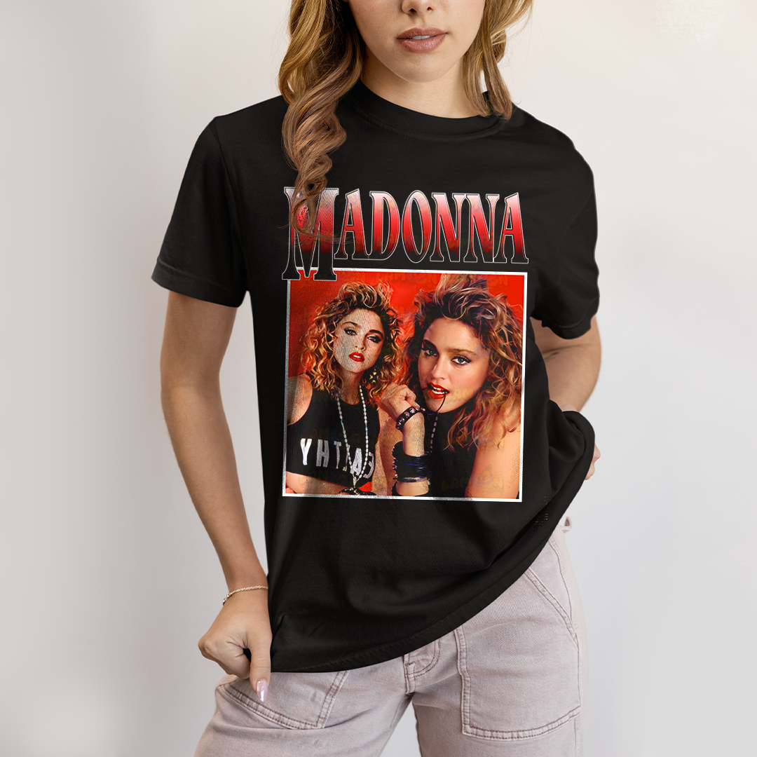 Camiseta Algodão Unissex T shirt Vintage Madonna Vermelho cantora pop