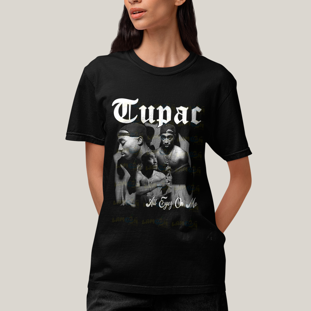 Camiseta Algodão Unissex T shirt -  Tupac All Eyes On Me Black and White