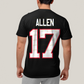 Camiseta Algodão Unissex T shirt -Josh Allen 17 Jogador de Futebol Americano FC