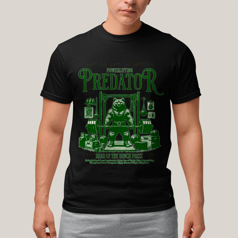 Camiseta Algodão Unissex T shirt Powerlifting Predator Urso Maromba Academia