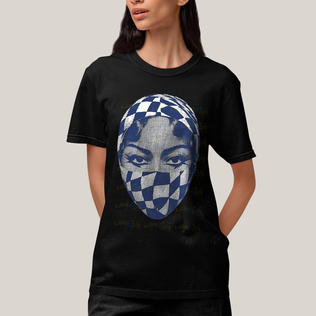 Camiseta Algodão Unissex T shirt -  Byonce Cowboy Rosto azul