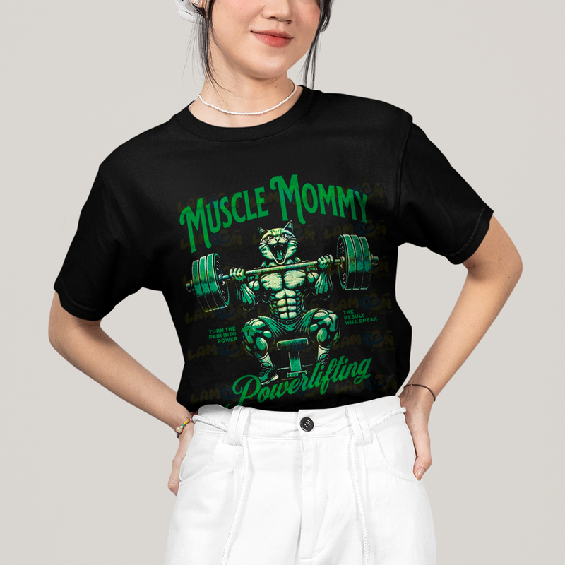 Camiseta Algodão Unissex T shirt Academia Muscle Mommy Powerlifting