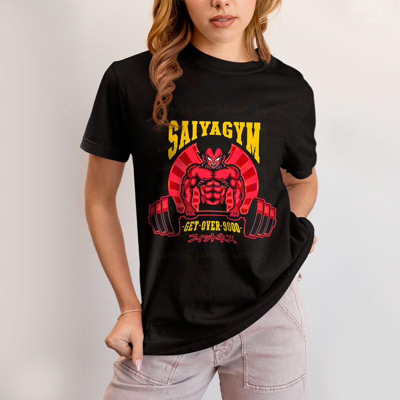Camiseta Algodão Unissex T shirt - Vegeta Saiyagym Get Over 9000 dragon ball academia