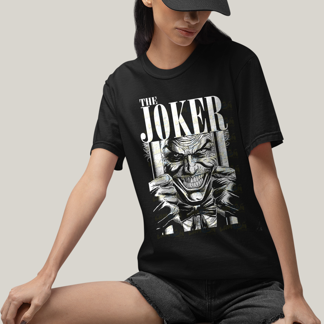 Camiseta Algodão Unissex T shirt- The Joker Coringa preto  branco