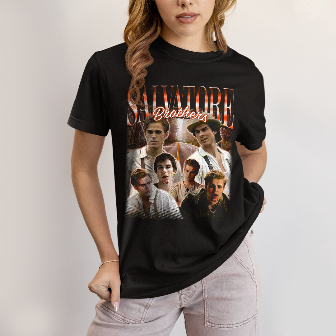Camiseta Algodão Unissex T shirt -Irmãos Salvatore The Vampire Diaries Diários do Vampiro damon stefan