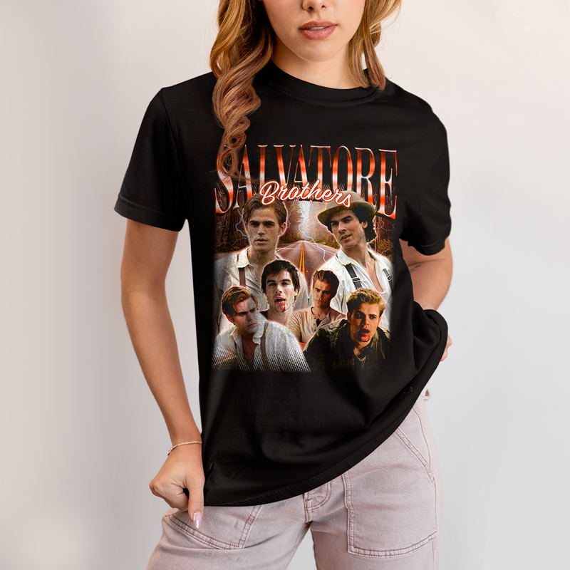 Camiseta Algodão Unissex T shirt -Irmãos Salvatore The Vampire Diaries Diários do Vampiro damon stefan
