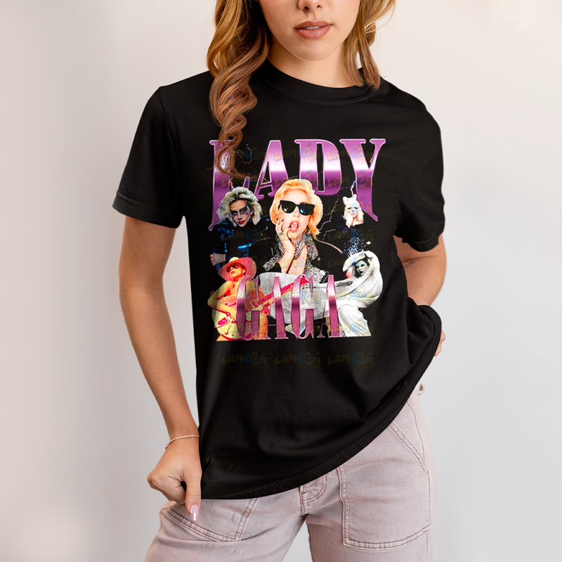 Camiseta Algodão Unissex T shirt Graphic Tee Lady Gaga Purple