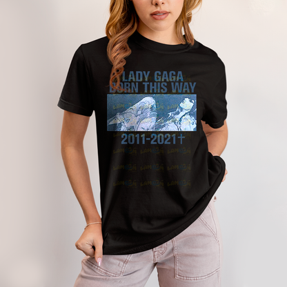 Camiseta Algodão Unissex Tshirt Lady Gaga Born This Way 2011 - 2021