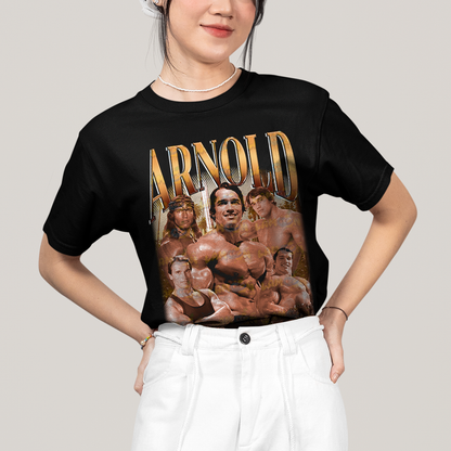 Camiseta Algodão Unissex T shirt- ator Arnold Schwarzenegger Dourado academia musculo