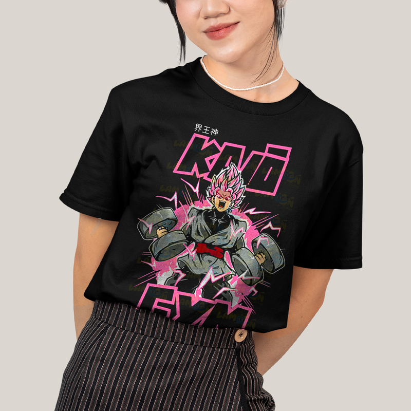 Camiseta Algodão Unissex T shirt Goku Dragon Ball Black Kaio Gym Get the Power of a God