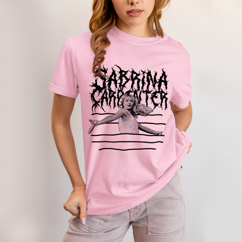 Camiseta Algodão Unissex T shirt Sabrina Carpenter Death Metal