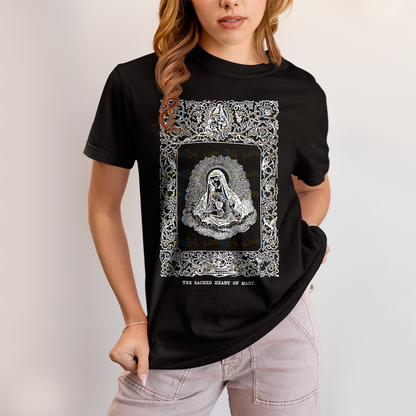 Camiseta Algodão Unissex The Sacred Heart Of Mary Maria