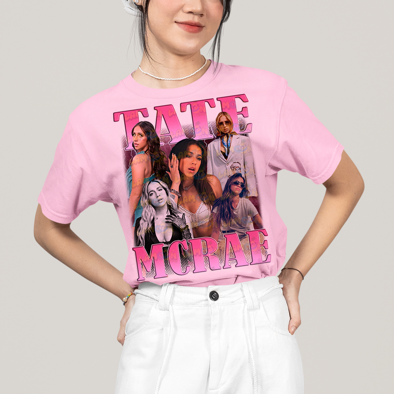 Camiseta Algodão Unissex T shirt Tate Mcrae Cantora pop rosa
