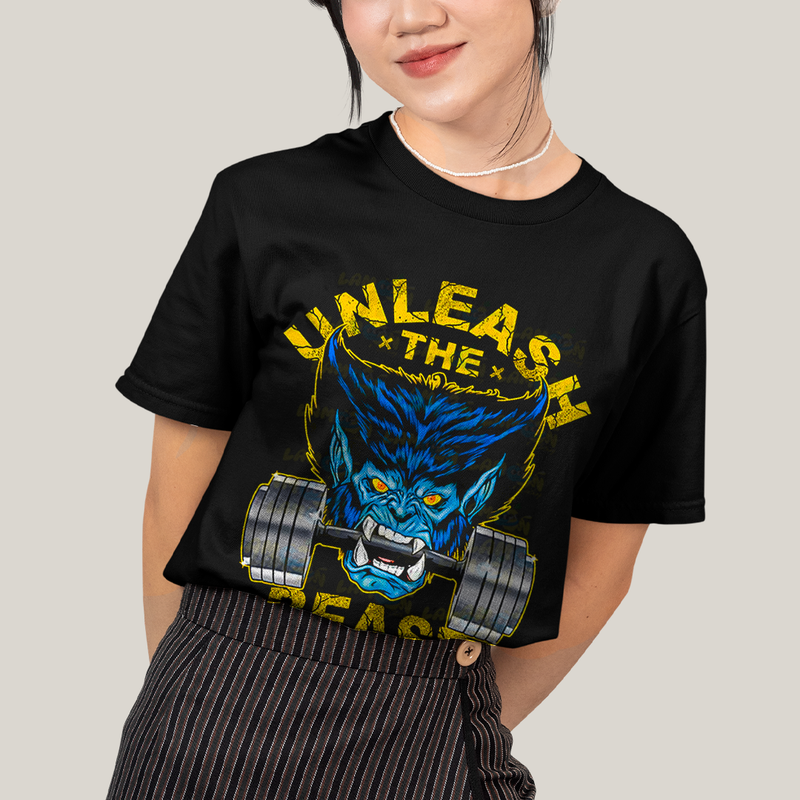 Camiseta Algodão Unissex T shirt -  X Men Unleash The Beast a fera academia